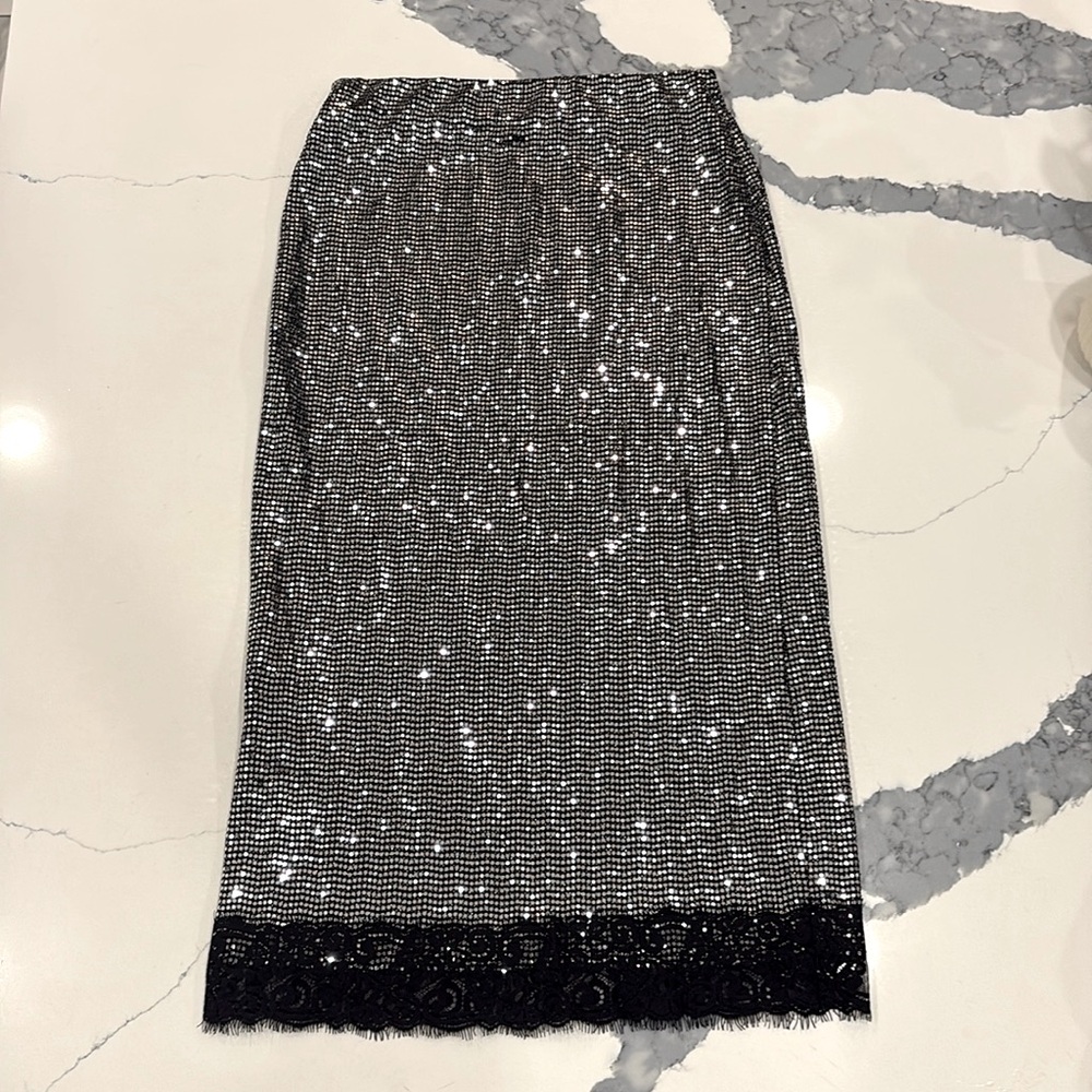 ZARA SEQUIN AND LACE PENCIL SKIRT NEW WOT